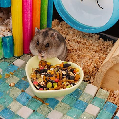 2 Pcs Heart‑Shaped Ceramic Bowl for Dwarf Syrian Hamster Gerbil Rat