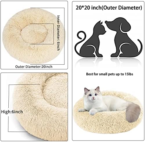 Cat Beds for Indoor Cats,20 Inch Dog Bed for Small Melium Large Dogs, Washable-Round Pet Bed for Puppy and Kitten with Slip-Resistant Bottom