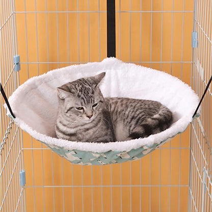 SHENGOCASE 2-Pack Cat Hammock Lounge Cat Hanging Bed for Cage Kennel Chair with Metal Frame, Adjustable Straps (Cyan)