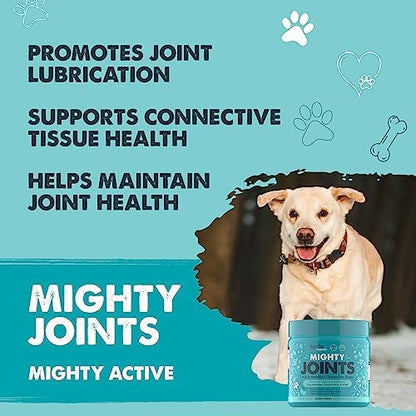 Mighty Paw Waggables Joint Support Supplement for Dogs (Made in USA) | Glucosamine for Dogs Hip and Joint Supplement. Vet Formulated Pet Mobility, Chondriotin & MSM Pet Chews (120 Ct)