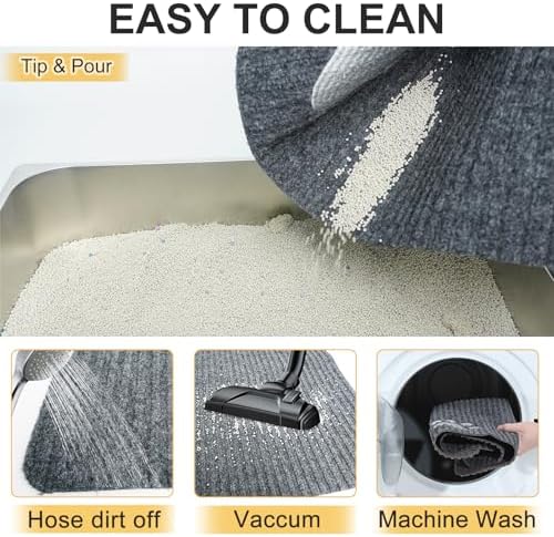 BEAUTYZOO Cat Litter Mat, 32" x 45" Large Litter Trapping Mat, Waterproof