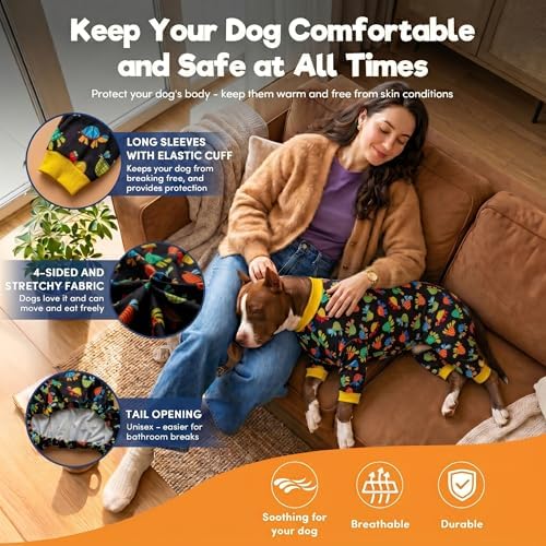 LovinPet Extra Large Dog Outfits, Large Dog Pjs, Black Turtle Print, 3XL