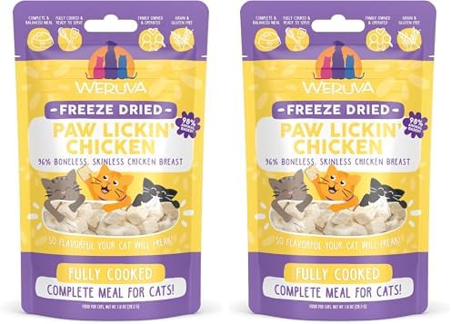 Weruva Cat Freeze Dried, Paw Lickin' Chicken with Chicken Breast, 1oz Bag (Pack of 2)