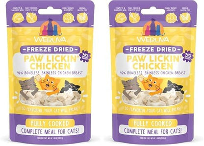 Weruva Cat Freeze Dried, Paw Lickin' Chicken with Chicken Breast, 1oz Bag (Pack of 2)