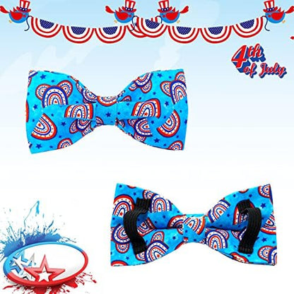 Lionheart glory American Flag Dog Collar, 4 of July Dog Bow Collar Heavy Duty Adjustable Patriotic Dog Collar with Bowtie for Small Dogs Pet Gift