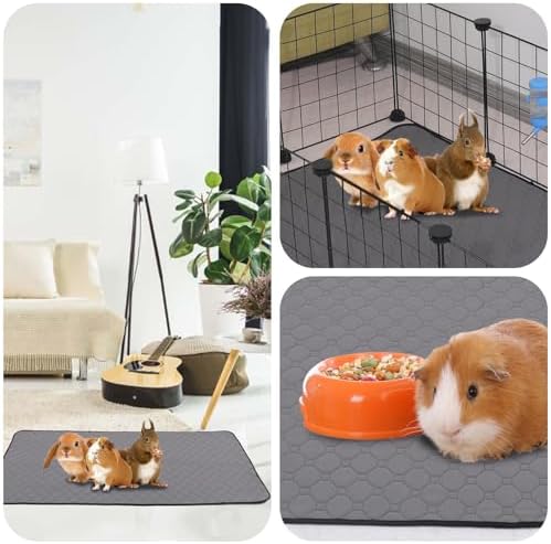 2 Pack Guinea Pig Cage Liners, 14'' X 28'' Washable Guinea Pig Pee Pads, Non Slip Reusable Super Absorbent Guinea Pig Training Mat Bedding Fleece for Small Animals Hamster Rabbit Chinchilla Rat