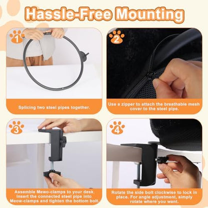 Cat Desk Bed for Home Office Cat Nest Desk Hammock for Indoor UP to 50LBS