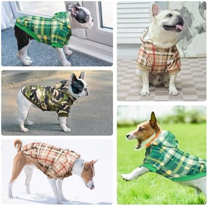 BEAUTYZOO Dog Hoodie for Small Medium Dogs Puppy, Soft Fleece Dog Sweater Cold Weather Coats with Pocket, Pet Outfits Hooded Sweatshirt Chihuahua Cat Jacket Clothing Warm Camo French Bulldog Clothes