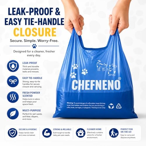 Cat Litter Waste Bags (500 ct., Blue) Bulk Dog Poop Bags with Easy Tie Handles Fresh Powder Scented Doggy Poop Diaper Bag Disposable Sanitary Pad Waste Bags (500 Bags)