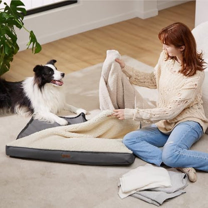 LE SURE Washable Egg Crate Foam Plush Dog Bed Cover, XL 44x32x3in, Grey