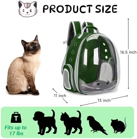 Cat Backpack Carrier Bubble Carrying Bag (Dark Green)