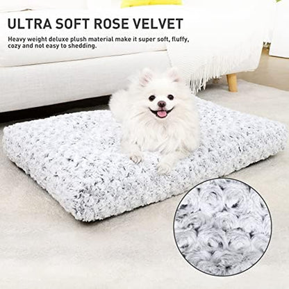 KSIIA Washable Dog Bed Medium Size Dog Crate Bed Plush Pet Mat 29"x21" Gray