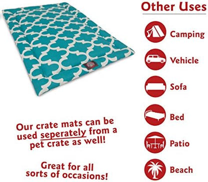 48" Trellis Teal Blue Crate Dog Bed Mat By Majestic Pet Products