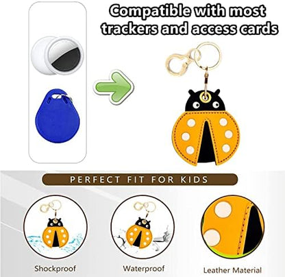 BORKUANA PU Leather Keychain Holder Protective Case Compatible with AirTag