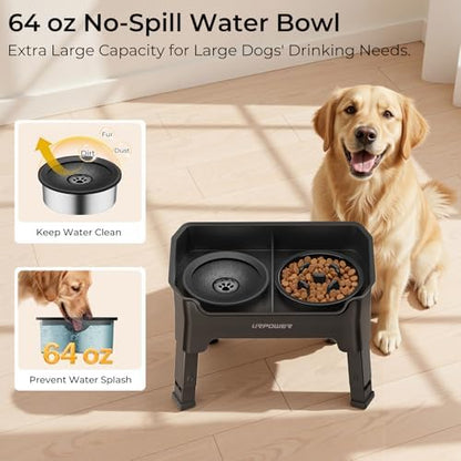 URPOWER Mess Proof Elevated Dog Bowls 4 Height Adjustable Raised Stand