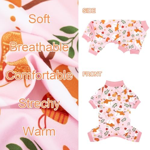 XPUDAC 4 Pack Thanksgiving Dog Pajamas Puppy Onesies for Small Dogs, L