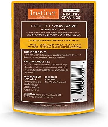 Instinct Healthy Cravings Natural Wet Dog Food Topper, Grain Free Recipe - Real Chicken, 3 oz. Pouches (Pack of 24)