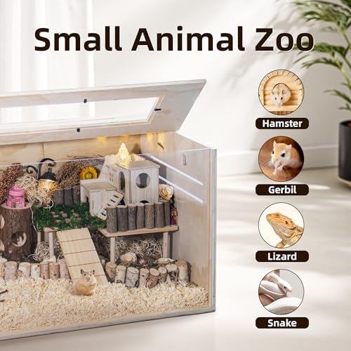Pine Small Animals Houses&Habitats Chewproof, 32" Pine Guinea Pig Cage Hamster Cage for Small Animals (32" Medium, Normal)