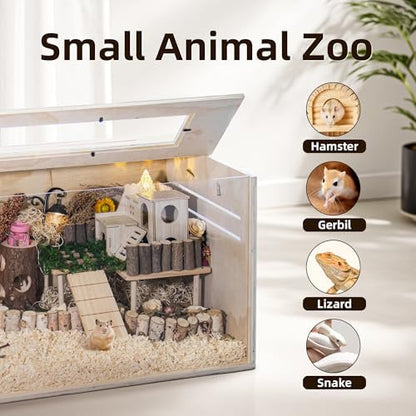 Pine Small Animals Houses&Habitats Chewproof, 32" Pine Guinea Pig Cage Hamster Cage for Small Animals (32" Medium, Normal)