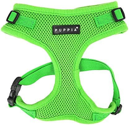 Authentic Puppia RiteFit Harness with Adjustable Neck, Green, Small
