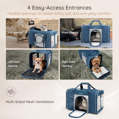 BELLA & PAL Airline Approved Pet Carrier with Wheels for Cats & Small Dogs