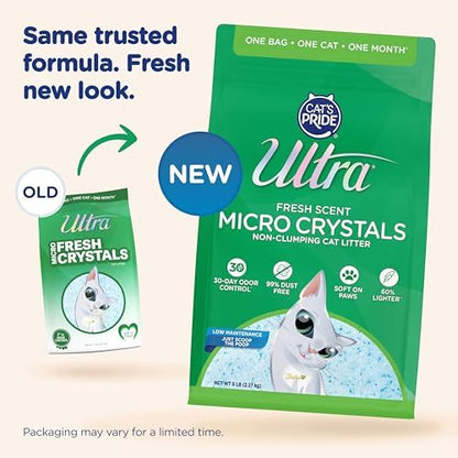 Ultra by Cat's Pride Fresh Scent Micro Crystals, Soft on Paws Litter, 15lb