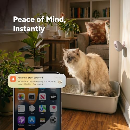LitterLens Cat Litter Box Camera with App, AI Health Monitoring & Alerts, Track Urination & Stool, Multi-Cat Recognition, Works with Every Litter Box, Pet Health Monitor (Gray)