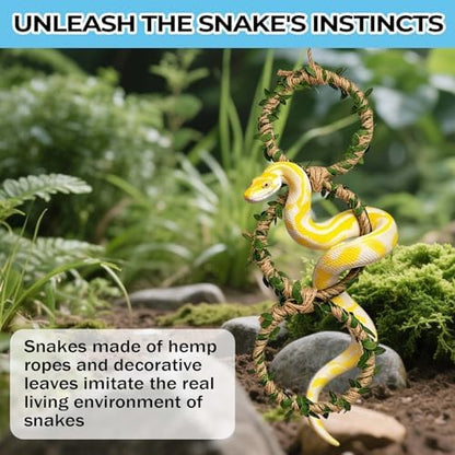2 Pack Snake Climbing Rings for Ball Python & Corn Snake,Reptile Enrichment Toys for Snake,Ball Python Tank Decor,Reptile Tank Accessories for Bearded Dragon,Chameleon, Iguana, Gecko, Lizard (Green)