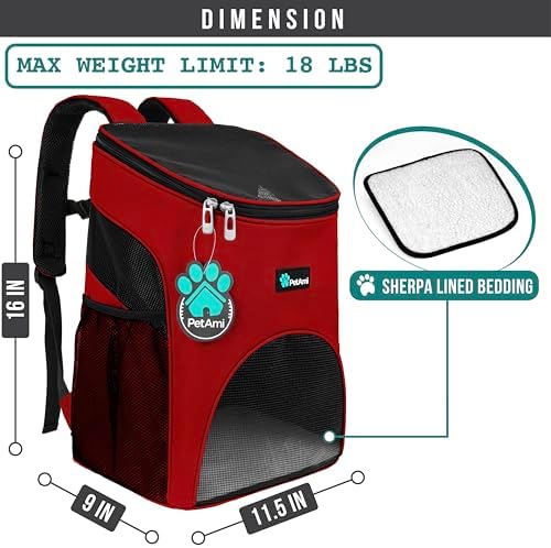 PetAmi Cat Backpack Carrier for Small Dogs and Large Cats, Airline Approved