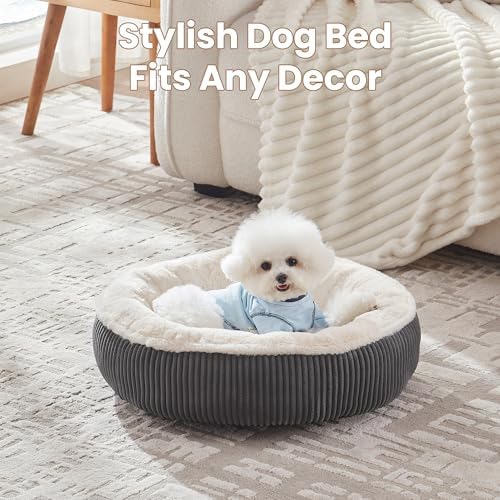 23 inches Calming Donut Dog Bed for Small Dogs,Dark Grey