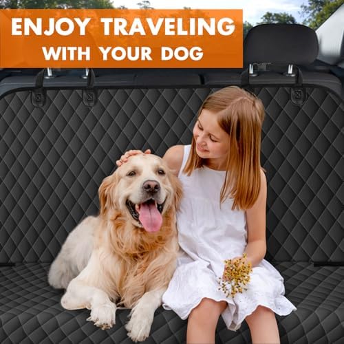 Waterproof Dog Backseat Cover for Cars, Non-Slip Pet Seat Protector,M-Black