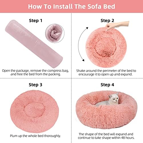 Nisrada Dog Bed for Small Medium Large Dogs, 27 inch Calming Dogs Bed, Washable-Round Cozy Soft Pet Bed for Puppy and Kitten with Slip-Resistant Bottom