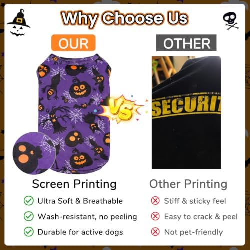 BINGPET 2PCS Dog Halloween Costume, Soft Cotton Puppy Shirt, Bat & Pumpkin