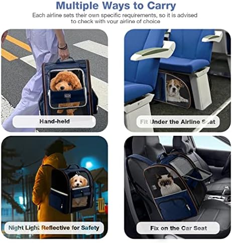 Large Cat Backpack Carrier Expandable Pet Carrier Backpack for Small Dogs Medium Cats Fit Up to 18 Lbs, Dog Backpack Carrier, Foldable Puppy Backpack Carrier for Travel, Hiking,Blue