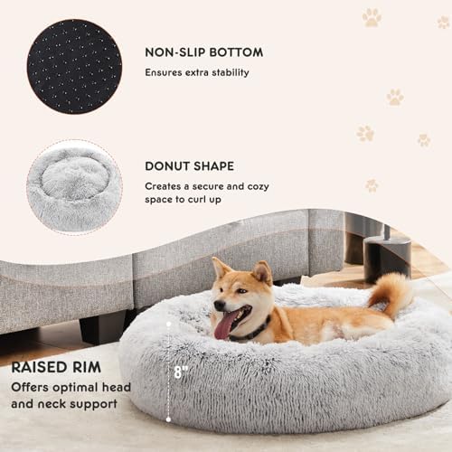 NEWBULIG 37x37 Inch Donut Dog Bed for Indoor Use, Fluffy Large Pet Sofa