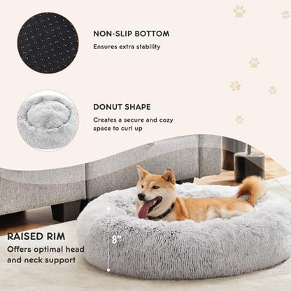 NEWBULIG 37x37 Inch Donut Dog Bed for Indoor Use, Fluffy Large Pet Sofa