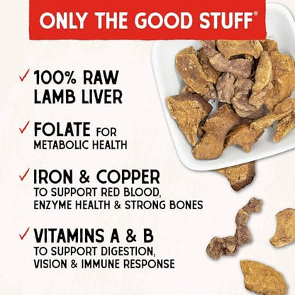 Stella & Chewy's Freeze-Dried Raw Lamb Liver Dog Treats - Single Ingredient, No Additives - Premium Training Treats - Perfect For Picky Eaters - 3oz Bag