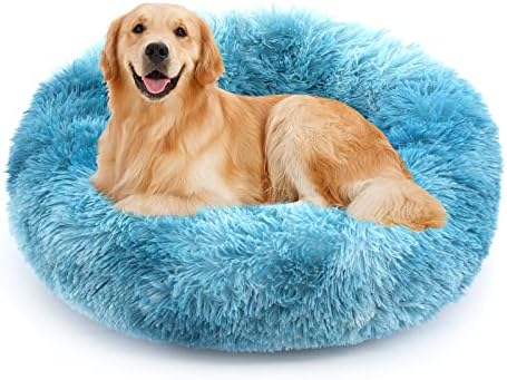 NOYAL Donut Dog Bed for Small Medium Pets, Plush Calming Faux Fur