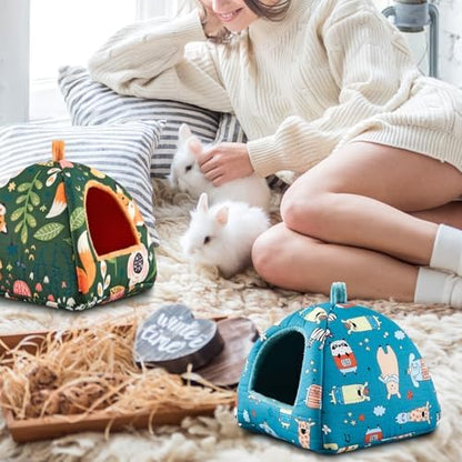 Cinnvoice 4 Pcs Hamster Hideout Bed Small Pet House Washable 7 x 6.7 in
