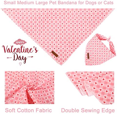 Valentine’s Dog Bandana, Valentine Triangle Bid Scarf for Girl Boy Medium Large Dogs, Adorable Puppy Wedding & Valentine’s Bandana, Cute Soft Cotton Pet Kerchief