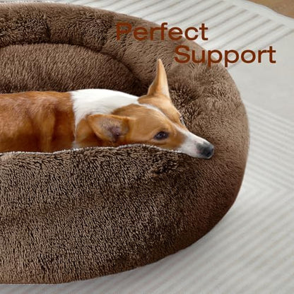 JOLLYVOGUE Dog Bed, Calming Anti-Anxiety Large Dog Bed, Fluffy Donut Cushion for Medium and Large Pets (31")