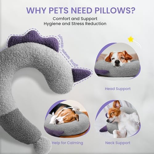 HiPetpy Dog Calming Pillow-Soft Neck Pillow for Dogs, Washable Sleep Pillow