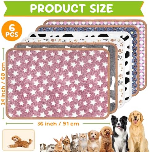 6 Pcs Dog Blanket Super Soft Pet Puppy Blankets Calming Dog Blankets for Small, Medium Large Dogs Warm Sleep Mat Washable Dog Blanket for Puppy Cat (36"×24")