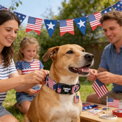 Lionheart glory American Flag Dog Collar - 4th of July Patriotic Independence Day Dog Collar Soft Adjustable for X-Small Dogs Pet Summer Collars Cute Collars