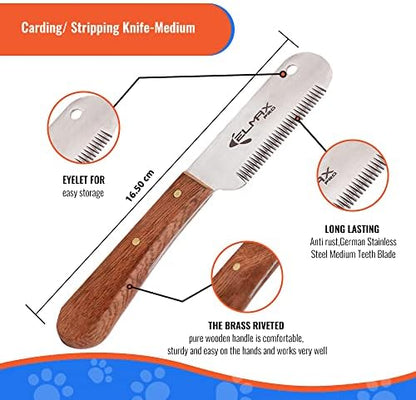Professional Stripping Knife for Dogs, Best for Removing Unwanted Undercoat, Blades are Made of Stainless Steel with Wooden Handle Grip (Right-Handed, Rosewood)