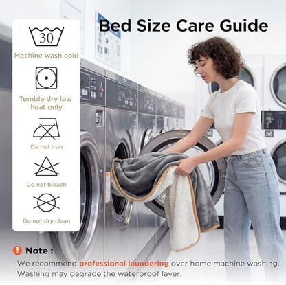 Bedsure Waterproof Blanket for Bed Soft Sherpa Fleece Throw,Twin 80"x60"