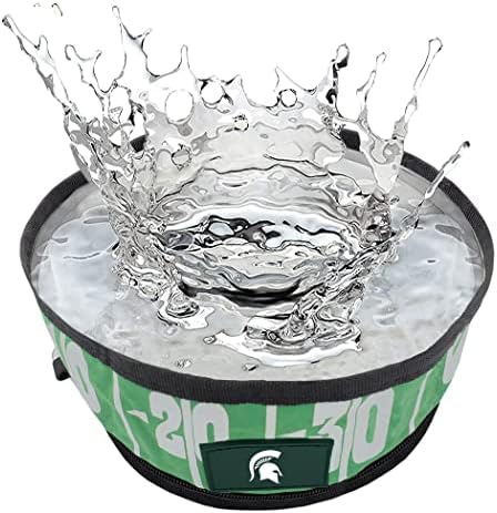 Pets First NCAA Michigan State Spartans Collapsible Dog Travel Bowl Set, 2 Pack Food & Water Bowls for Dogs, Best Portable & Lightweight Leak-Proof Dog Bowls for Travel
