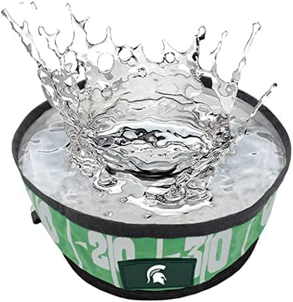 Pets First NCAA Michigan State Spartans Collapsible Dog Travel Bowl Set, 2 Pack Food & Water Bowls for Dogs, Best Portable & Lightweight Leak-Proof Dog Bowls for Travel