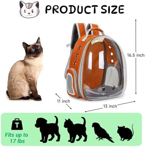 Cat Backpack Carrier Bubble Carrying Bag (Orange)
