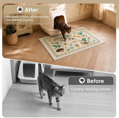 Bienbee Cat Litter Mat, 2 Pack 33" x 22" Machine Washable for Litter Boxes